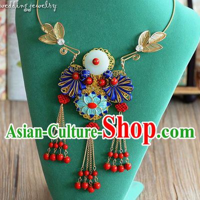 Chinese Ancient Style Hair Jewelry Accessories, Hanfu Xiuhe Suit, Wedding Bride Necklaces for Women