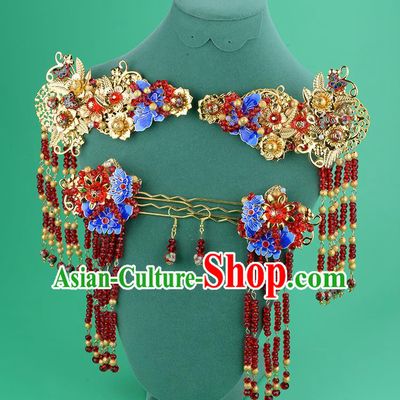 Chinese Ancient Style Hair Jewelry Accessories, Hairpins, Princess Hanfu Xiuhe Suit Wedding Bride Hair Accessories Set for Women