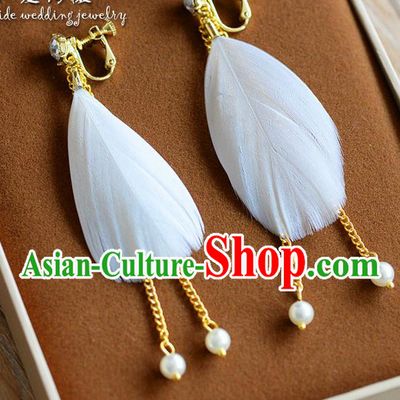 Traditional Jewelry Accessories, Princess Bride Earring, Wedding Accessories, Baroco Style Feather Earrings for Women