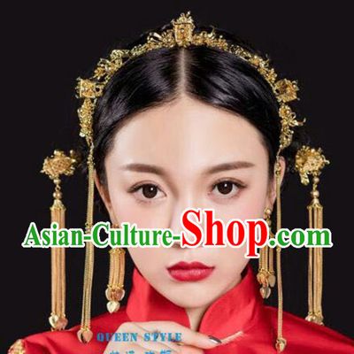 Chinese Ancient Style Hair Jewelry Accessories, Hairpins, Princess Hanfu Xiuhe Suit Wedding Bride Hair Accessories Set for Women