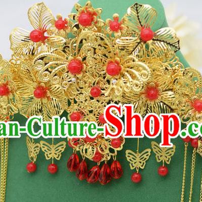 Chinese Ancient Style Hair Jewelry Accessories, Hairpins, Princess Hanfu Xiuhe Suit Wedding Bride Hair Accessories Set for Women