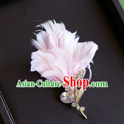 Traditional Jewelry Accessories, Princess Bride Wedding Accessories, Baroco Style Feather Brooch for Women