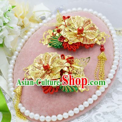 Chinese Ancient Style Hair Jewelry Accessories, Hairpins, Princess Hanfu Xiuhe Suit Wedding Bride Hair Accessories for Women
