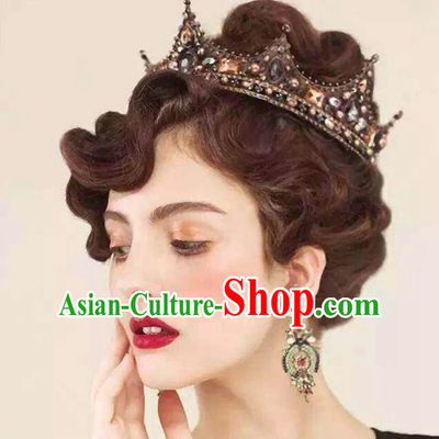 Traditional Jewelry Accessories, Princess Bride Royal Crown, Wedding Hair Accessories, Baroco Style Crystal Headwear for Women
