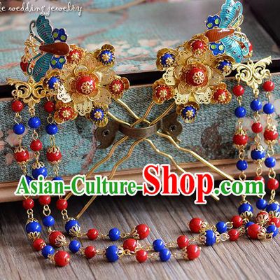 Chinese Ancient Style Hair Jewelry Accessories, Hairpins, Princess Hanfu Xiuhe Suit Wedding Bride Hair Accessories Set for Women