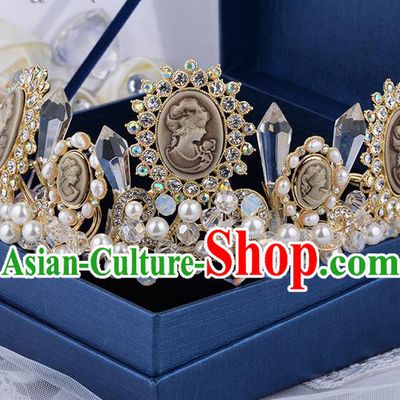 Traditional Jewelry Accessories, Princess Bride Royal Crown, Wedding Hair Accessories, Baroco Style Crystal Headwear for Women