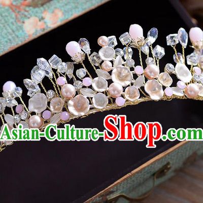 Traditional Jewelry Accessories, Palace Princess Bride Royal Crown, Wedding Hair Accessories, Baroco Style Crystal Pearl Headwear for Women