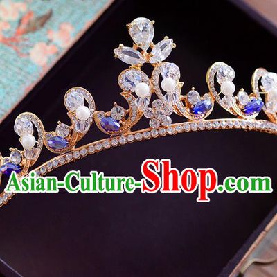 Traditional Jewelry Accessories, Palace Princess Bride Royal Crown, Wedding Hair Accessories, Baroco Style Crystal Pearl Headwear for Women