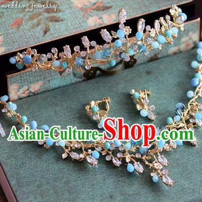 Traditional Jewelry Accessories, Palace Princess Necklace, Wedding Accessories Headwear, Baroco Style Crystal Earrings for Women