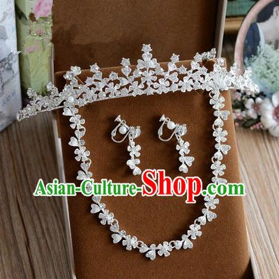 Traditional Jewelry Accessories, Palace Princess Necklace, Wedding Accessories Headwear, Bride Royal Crown, Baroco Style Crystal Earrings for Women