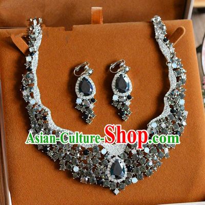 Traditional Jewelry Accessories, Palace Princess Necklace, Wedding Accessories, Baroco Style Crystal Earrings for Women