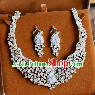 Traditional Jewelry Accessories, Palace Princess Necklace, Wedding Accessories, Baroco Style Crystal Earrings for Women
