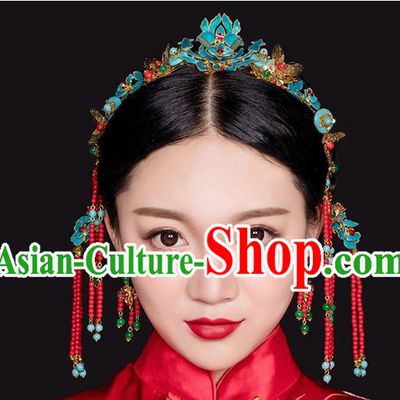 Chinese Ancient Style Hair Jewelry Accessories, Hairpins, Princess Hanfu Xiuhe Suit Wedding Bride Hair Accessories Set for Women