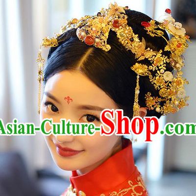 Chinese Ancient Style Hair Jewelry Accessories, Hairpins, Princess Hanfu Xiuhe Suit Wedding Bride Hair Accessories, Headwear Set for Women