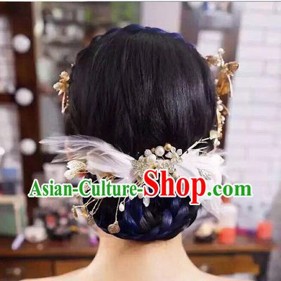 Traditional Jewelry Accessories, Princess Wedding Hair Accessories, Bride Wedding Hair Accessories, Baroco Style Feather Headwear for Women