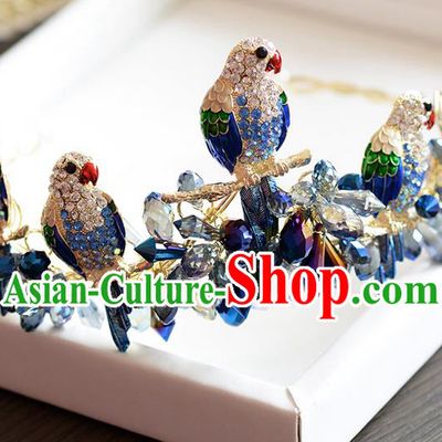 Traditional Jewelry Accessories, Princess Wedding Hair Accessories, Bride Wedding Hair Accessories, Baroco Style Crystal Birds Royal Crown for Women