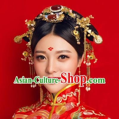 Chinese Ancient Style Hair Jewelry Accessories, Hairpins, Princess Hanfu Xiuhe Suit Wedding Bride Hair Accessories, Headwear for Women