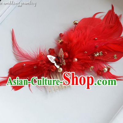 Traditional Jewelry Accessories, Princess Wedding Hair Accessories, Bride Wedding Hair Accessories, Baroco Style Feather Headwear for Women