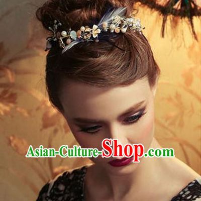 Traditional Jewelry Accessories, Princess Wedding Hair Accessories, Bride Wedding Hair Accessories, Baroco Style Feather Headwear for Women