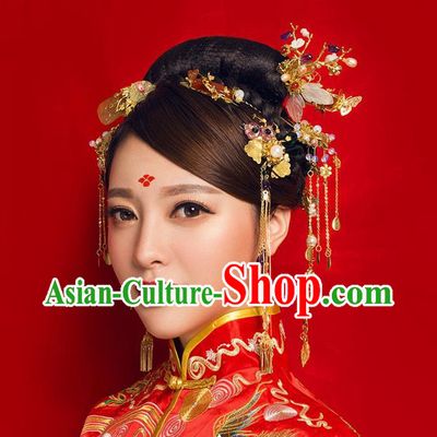Chinese Ancient Style Hair Jewelry Accessories, Hairpins, Princess Hanfu Xiuhe Suit Wedding Bride Hair Accessories, Headwear Set for Women