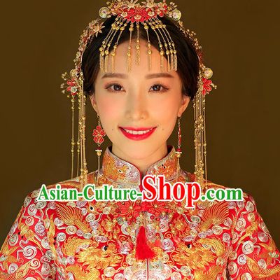Chinese Ancient Style Hair Jewelry Accessories, Hairpins, Princess Hanfu Xiuhe Suit Wedding Bride Hair Accessories, Headwear Set for Women