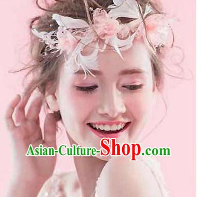 Traditional Jewelry Accessories, Princess Wedding Hair Accessories, Bride Wedding Hair Accessories, Baroco Style Flowers Crystal Feather Headwear for Women