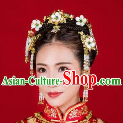 Chinese Ancient Style Hair Jewelry Accessories, Hairpins, Princess Hanfu Xiuhe Suit Wedding Bride Hair Accessories, Headwear Set for Women