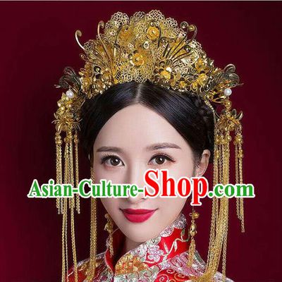 Chinese Ancient Style Hair Jewelry Accessories, Hairpins, Princess Hanfu Xiuhe Suit Wedding Bride Hair Accessories, Headwear Set for Women