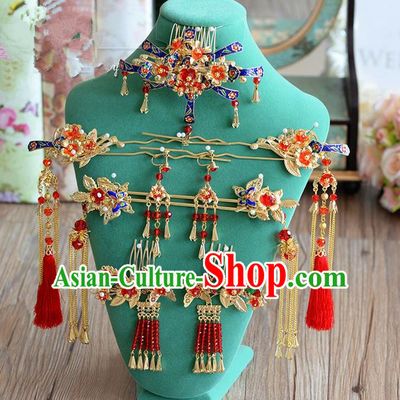 Chinese Ancient Style Hair Jewelry Accessories, Hairpins, Princess Hanfu Xiuhe Suit Wedding Bride Hair Accessories, Headwear Set for Women