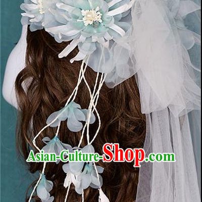 Traditional Jewelry Accessories, Princess Wedding Hair Accessories, Bride Wedding Hair Accessories, Baroco Style Flowers Veil for Women