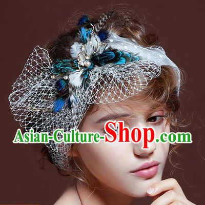 Traditional Jewelry Accessories, Princess Wedding Hair Accessories, Bride Wedding Hair Accessories, Baroco Style Crystal Feather Headwear for Women