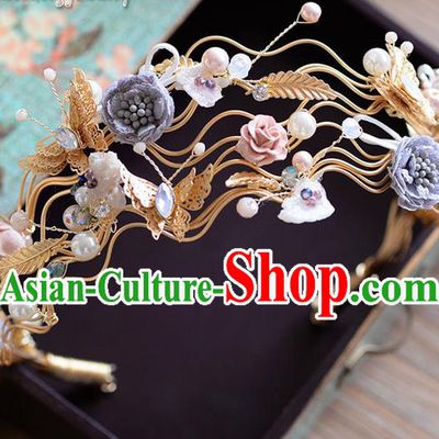 Traditional Jewelry Accessories, Princess Wedding Hair Accessories, Bride Wedding Hair Accessories, Baroco Style Flowers Headwear for Women