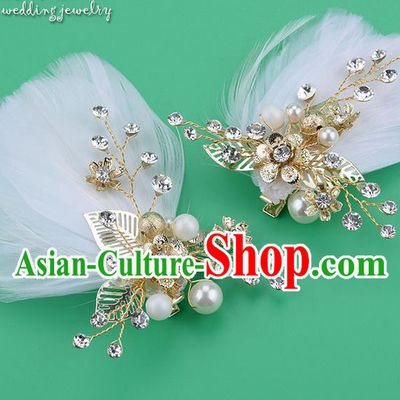 Traditional Jewelry Accessories, Princess Wedding Hair Accessories, Bride Wedding Hair Accessories, Baroco Style Crystal Feather Headwear for Women