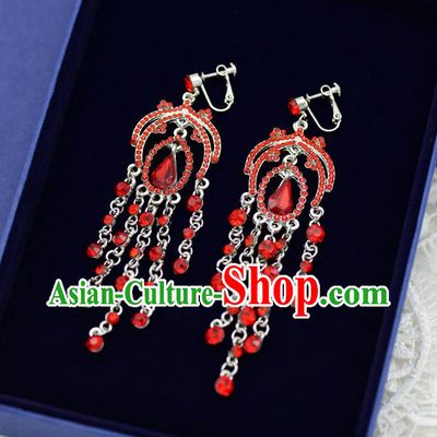 Traditional Wedding Jewelry Accessories, Palace Princess Bride Accessories, Wedding Earring, Baroco Style Long Earrings for Women