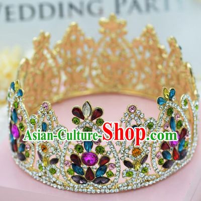 Traditional Jewelry Accessories, Palace Princess Bride Royal Crown, Queen Engagement Royal Crown, Wedding Hair Accessories, Baroco Style Crystal Headwear for Women