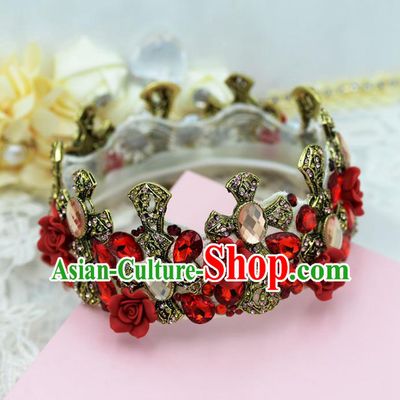Traditional Jewelry Accessories, Palace Princess Bride Royal Crown, Queen Engagement Royal Crown, Wedding Hair Accessories, Baroco Style Crystal Headwear for Women