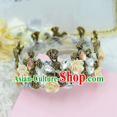 Traditional Jewelry Accessories, Palace Princess Bride Royal Crown, Queen Engagement Royal Crown, Wedding Hair Accessories, Baroco Style Crystal Headwear for Women