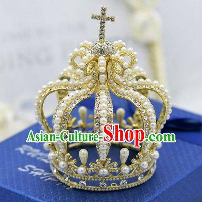 Traditional Jewelry Accessories, Palace Princess Bride Royal Crown, Queen Engagement Royal Crown, Wedding Hair Accessories, Baroco Style Crystal Headwear for Women