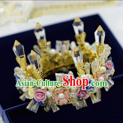 Traditional Jewelry Accessories, Palace Princess Bride Royal Crown, Engagement Royal Crown, Wedding Hair Accessories, Baroco Style Crystal Headwear for Women