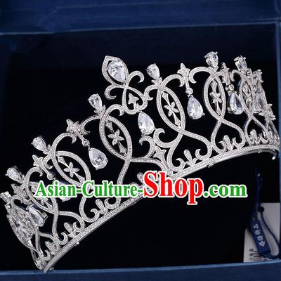 Traditional Jewelry Accessories, Palace Princess Bride Royal Crown, Queen Engagement Royal Crown, Wedding Hair Accessories, Baroco Style Crystal Zircon Headwear for Women