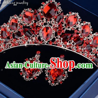 Traditional Jewelry Accessories, Palace Princess Bride Royal Crown, Engagement Royal Earrings, Wedding Accessories, Baroco Style Crystal Headwear for Women