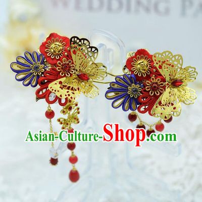 Chinese Ancient Style Hair Jewelry Accessories, Hairpins, Hanfu Xiuhe Suits Wedding Bride Headwear, Headdress, Imperial Empress Handmade Hair Fascinators for Women