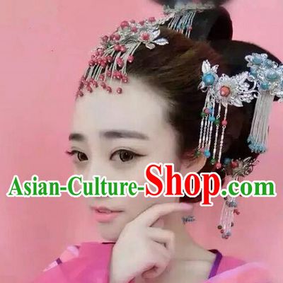 Chinese Ancient Style Hair Jewelry Accessories, Hairpins, Hanfu Xiuhe Suits Wedding Bride Headwear, Headdress, Imperial Empress Handmade Phoenix Hair Fascinators for Women
