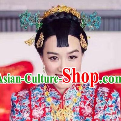 Chinese Ancient Style Hair Jewelry Accessories, Hairpins, Hanfu Xiuhe Suits Wedding Bride Headwear, Headdress, Imperial Empress Handmade Phoenix Hair Fascinators for Women