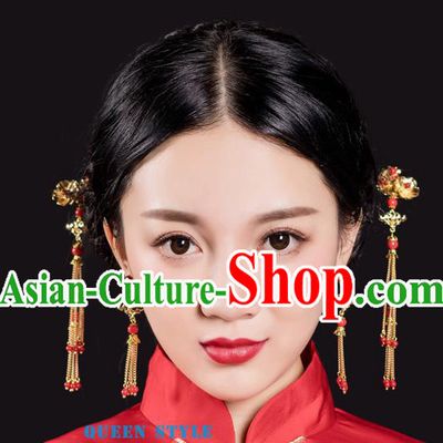 Chinese Ancient Style Hair Jewelry Accessories, Hairpins, Hanfu Xiuhe Suits Wedding Bride Headwear, Earrings For Women