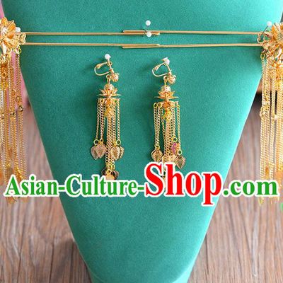 Chinese Ancient Style Hair Jewelry Accessories, Hairpins, Hanfu Xiuhe Suits Wedding Bride Headwear, Headdress, Imperial Empress Handmade Phoenix Hair Fascinators for Women
