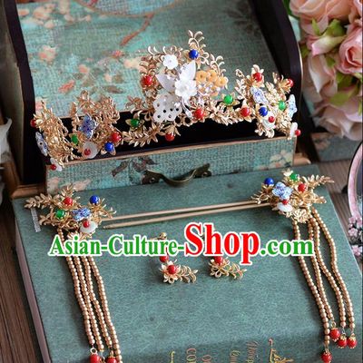 Chinese Ancient Style Hair Jewelry Accessories, Hairpins, Hanfu Xiuhe Suits Wedding Bride Headwear, Traditional Headdress, Imperial Empress Handmade Hair Fascinators for Women