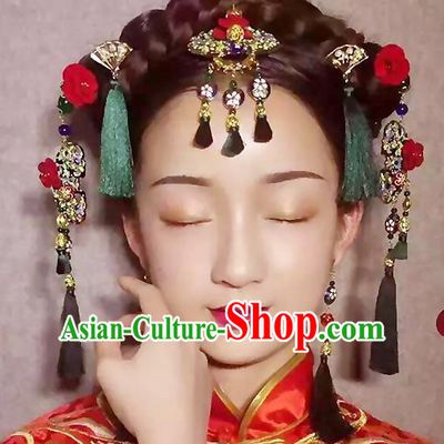 Chinese Ancient Style Hair Jewelry Accessories, Hairpins, Hanfu Xiuhe Suits Wedding Bride Headwear, Traditional China Earrings, Imperial Empress Handmade Hair Fascinators for Women
