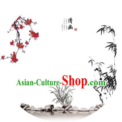 Chinese Dancing Umbrella Classic Handmade Oiled Paper Parasol Sunshade Orchid Plum Bamboo