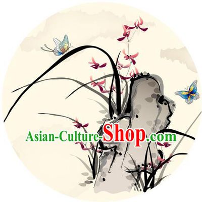 Chinese Classic Handmade Oiled Paper Umbrella Parasol Sunshade Orchid Dancing